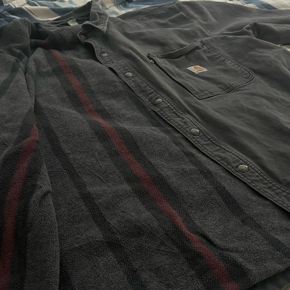 Retro Oversized Carhartt Canvas Jacket Fleece-Lined in black/gray - Picture 4 of 9